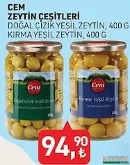 CEM YEŞİL ZEYTİN ÇEŞİTLERİ 400 G fiyat ve kampanya bilgisi